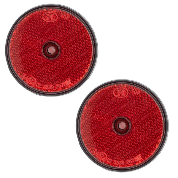 2X Reflektor AnhäNger Rot Rund 60Mm RüCkstraher Wohnwagen PKW LKW Katzenauge Set-image