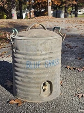 Vintage Belknap Hardware Blue Grass 5 Gallon Galvanized Metal Water Drink Cooler