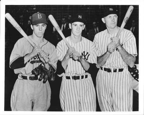 Pee Wee Reese Brooklyn Dodgers Joe Gordon Bill Dickey New York Yankees Foto