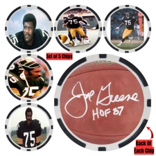 Joe Greene SIGNED Poker Chip Set (5)- Top 100 NFL Football Player