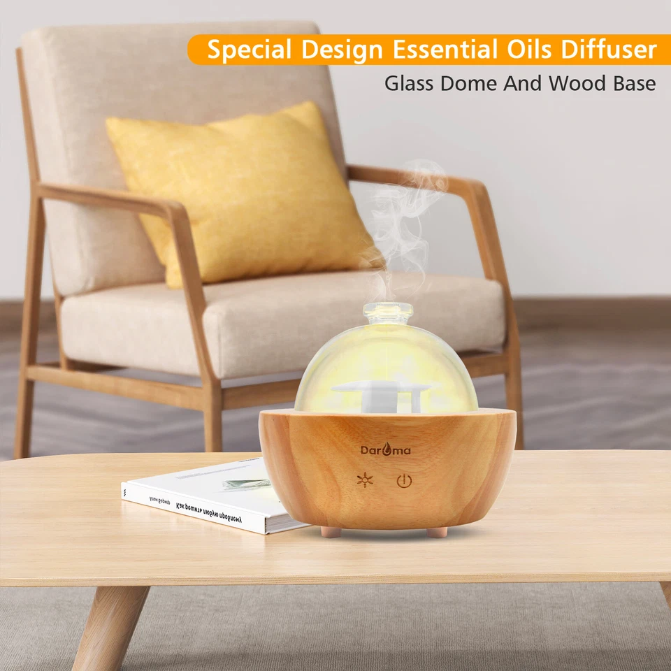 Daroma Glass Dome Essential Oil Diffuser,200ml Real Wood Base,AirRoom Humidifier - Image 2 of 4