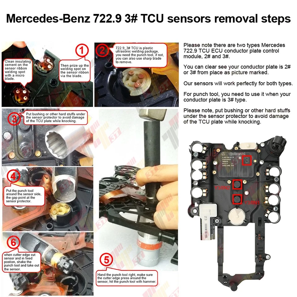 Auto Transmission 722.9 Sensor Y3/8n1 Y3/8n2 + Punch Tool for Mercedes Benz 7G - Image 2 of 4
