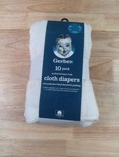 Gerber 10 Pack Prefold White Cloth Diapers Absorbent Padding 3 Ply 20 x 14