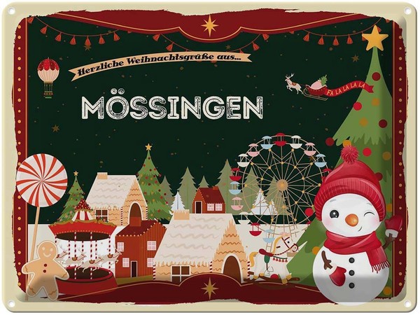Blechschild 30X40 Cm WeihnachtsgrüßE Aus MöSsingen Weihnachten Deko Geschenk Met-image