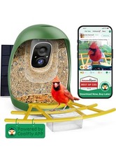 Smart Bird Feeder with Camera, AI Bird Identification, Solar Panel, Green