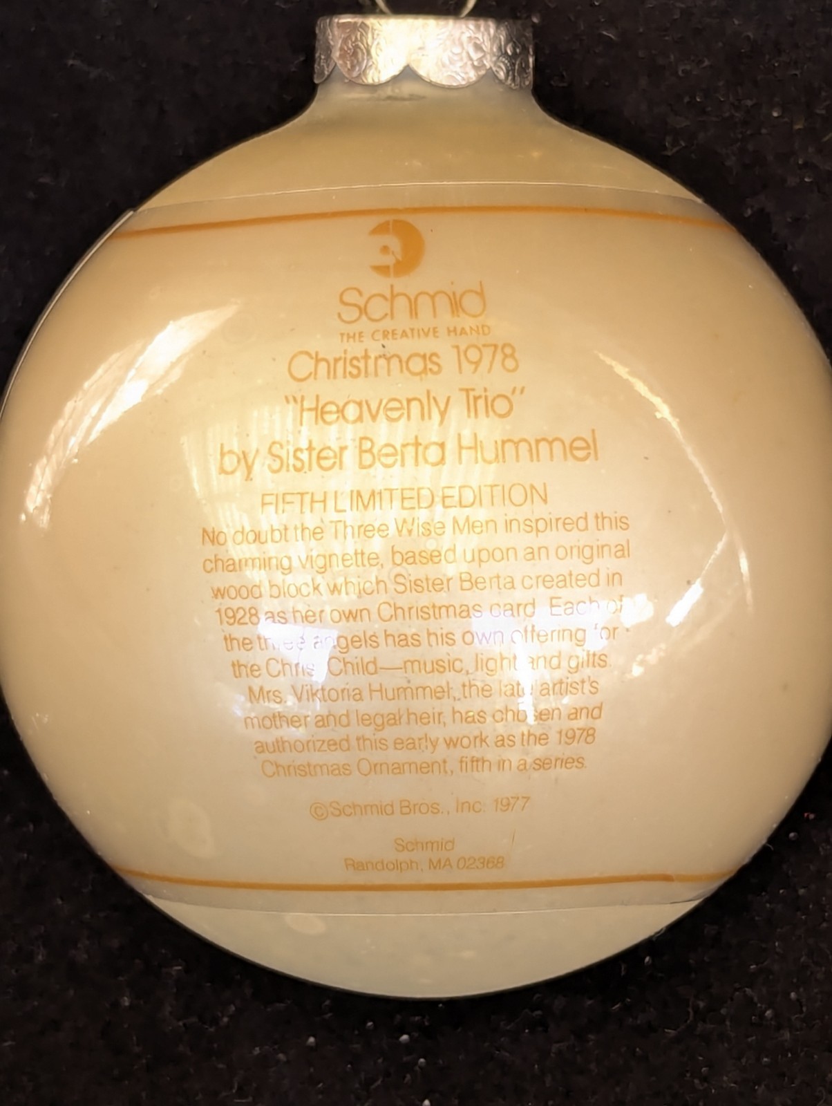 Vtg Schmid Heavenly Trio Christmas Ornament 1978 By Sister Berta Hummel 5th Ed