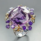 Vintage ring 40ct Natural Amethyst Ring 925 Sterling Silver Size 8 /R467188