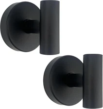 Matte Black Suction Cup Shower Towel Hooks - Heavy Duty Stainless Steel (2 Pack)