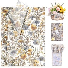 Floral Tissue Paper 60 Sheets 20x14  Watercolor Wildflower Gift Wrapping Tiss...