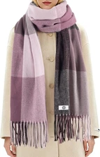 Women's Winter Plaid Scarf Warm Knit Long Soft Shawl for Cold Weather
