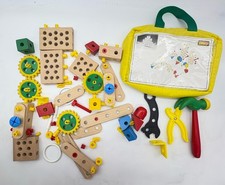 Brio Mec Machine Kit, Vintage wood building toy for ages 4-10 with carrying case