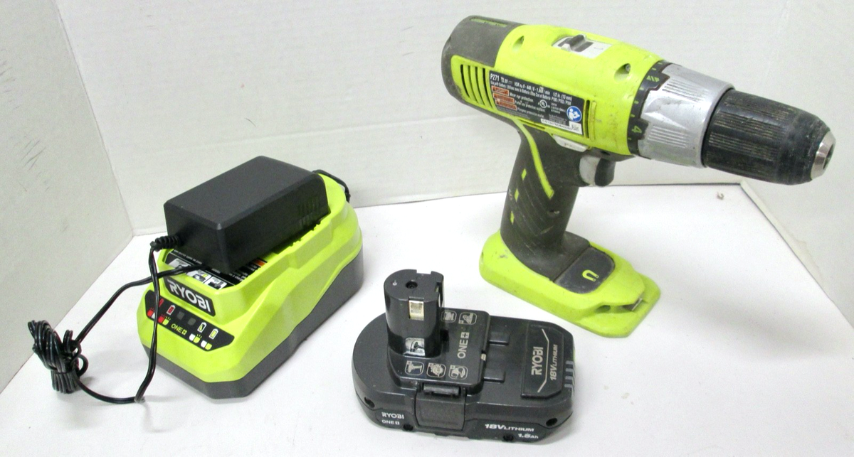 Ryobi P271 18v 1/2 Inch Cordless Drill & Ryobi Battery W/Charger