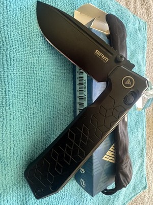 SRM Knives Rubik 7228B-AB2 Ambi Lock Black Aluminum Folding Knife 7228BAB2
