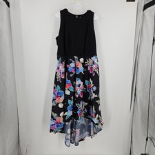 Hutch Floral High-Low Maxi Dress Black Sleeveless A-line Party Summer NWT Sz 1X