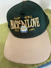Vintage OTTO Peace N Love Embroidered Cap Green Khaki Camel Est 1991