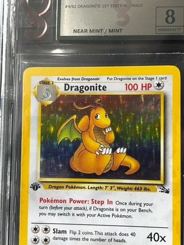 Dragonite 4/62 – 1999 Pokémon Fossil – 1st Edition Holo – Only Graded 8 NM/M - Picture 2 of 3
