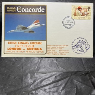 Concorde First Flight Cover London Antigua 1984 With COA