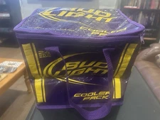 Rare 2009 Bud Light Beer Soft Sided Insulated Cooler Pack Portable 24 Can Purple