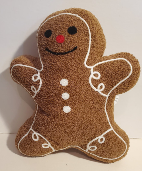 JINGLE BELL LANE PELUCHE NAVIDAD PAN DE JENGIBRE HOMBRE GALLETA ALMOHADA TAPA EXCL 19" T