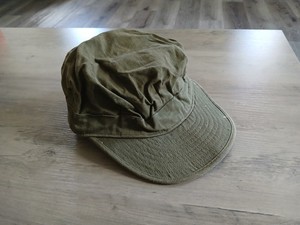 US Army HBT Herringbone Twill OD7 Cap 1950 Size 7 1/4 named 101st Airborne 501st