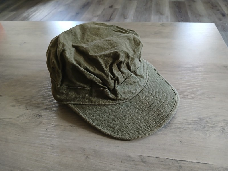 US Army HBT Herringbone Twill OD7 Cap 1950 Size 7 1/4 named 101st Airborne 501st