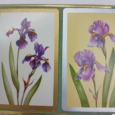 Vintage Congress Playing Cards Double Deck Iris Flowers CEL-U-TONE Box Case FULL