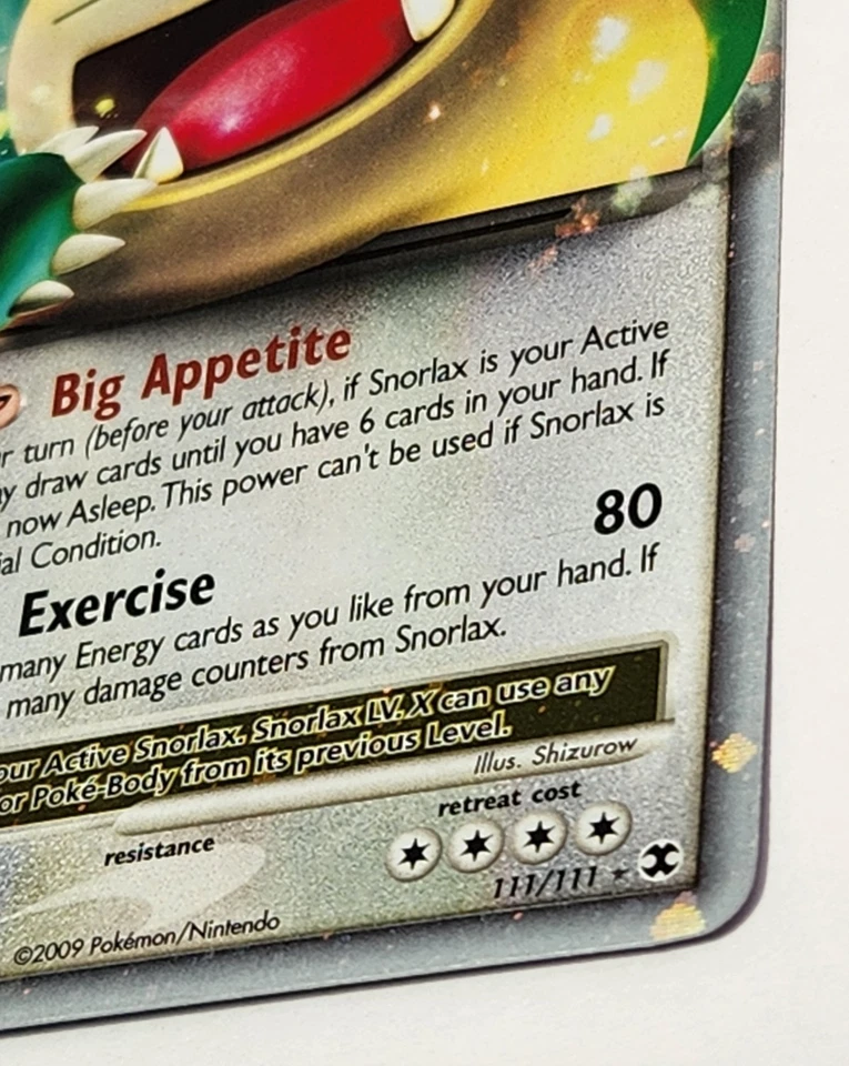 SNORLAX Lv.X 111/111 Rising Rivals HOLO Rare Pokemon TCG card NM Near Mint - Image 4 of 4