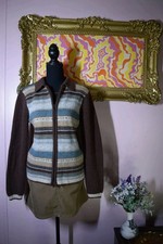 Woolrich Womens Multi Color Fair Isle Wool Zip Up Sweater Size L Nordic Cardigan