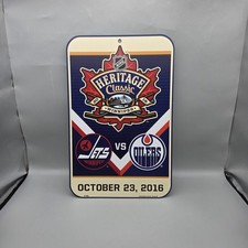 2016 NHL Heritage Classic Sign One Size 11x17 Blue Plastic Jets Oilers Hockey