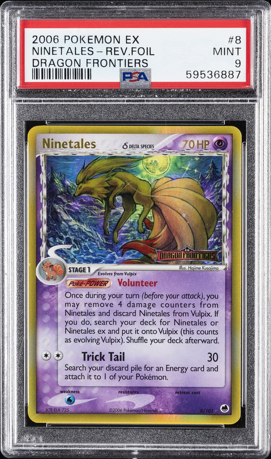2006 POKEMON EX DRAGON FRONTIERS #8 NINETALES-REVERSE FOIL PSA 9