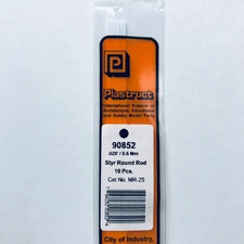 Plastruct 90852 Styrene Round Rod 0.025" x 10" (10)