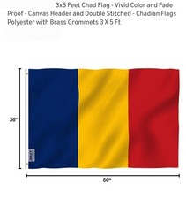 3x5 Chad Premium Quality Fade Resistant Polyester Flag. 