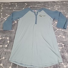 Victoria Secret cotton gown sleepshirt Baby Blue long Logo Sport Shirt Theme M