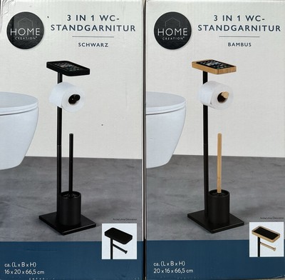 HOME CREATION 3 in 1 WC Standgarnitur Toilettenbürste Bürste Garnitur