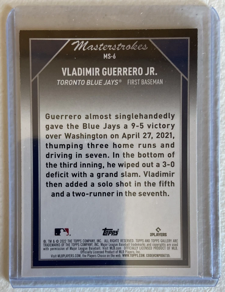 2022 Topps Gallery Masterstrokes #MS6 Vladimir Guerrero Jr. - Image 2 of 2