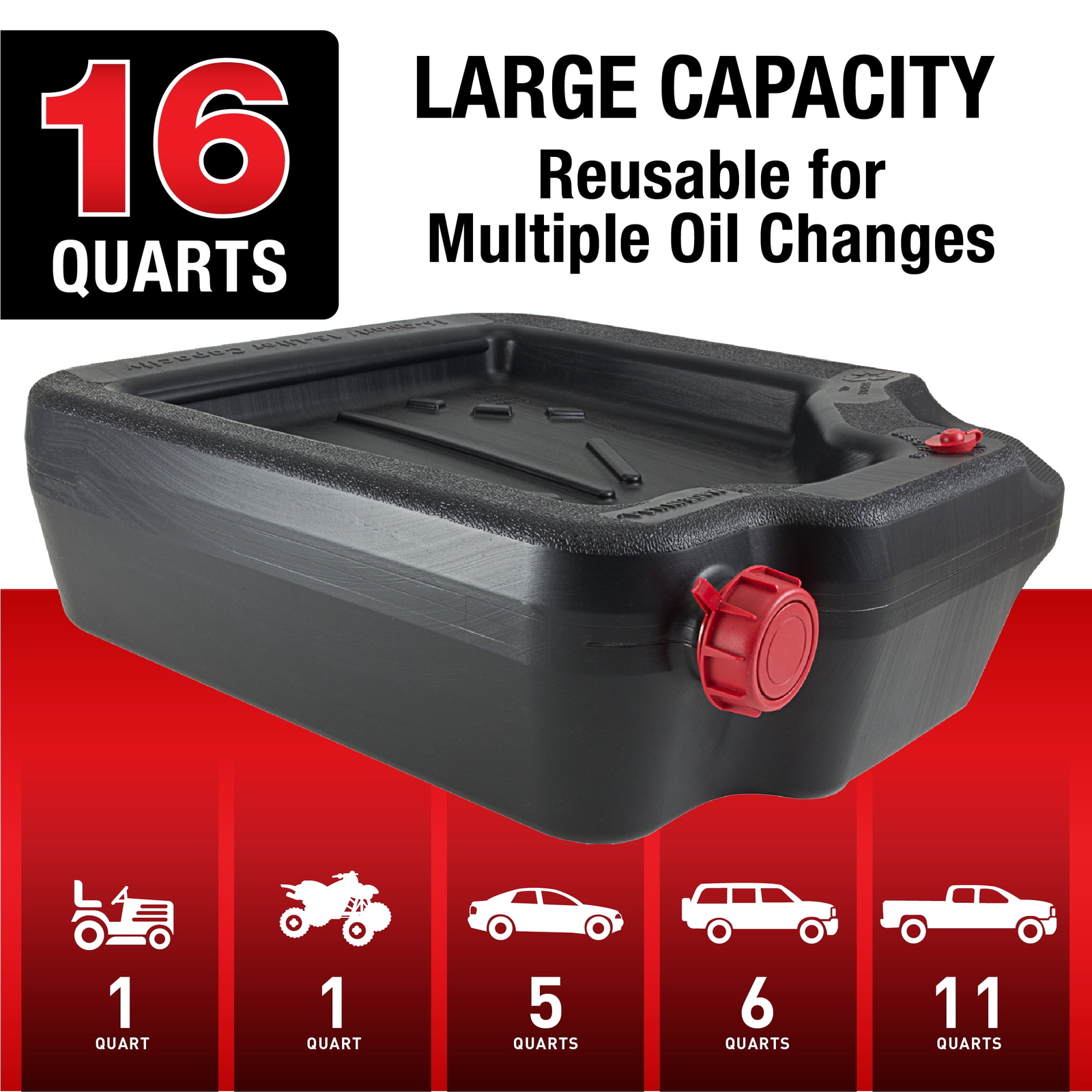 Oil Change Drain Container 16 Quart Large Pan leakproof High Capacity