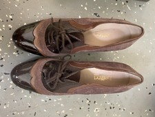 Bettina  brown suede and patent tie pump size 9