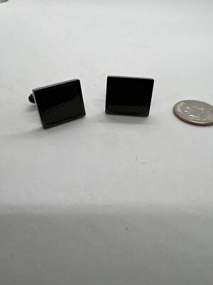 INOX 316L Cuff links  Black With Checkered Green Background Cufflinks