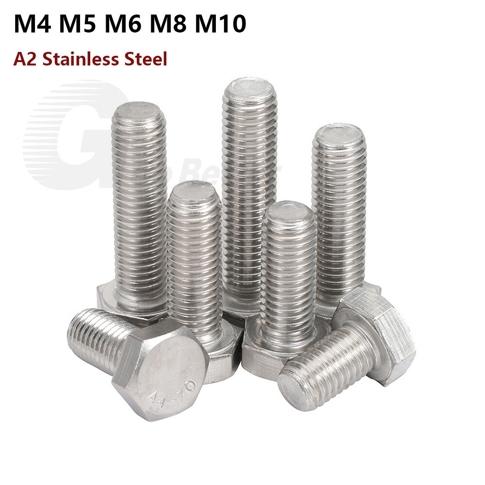 M8 Hexagon Head Fully Threaded Set Screws - A2 Stainless Steel Bolts, Made In UK