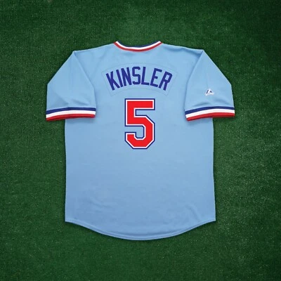 MAJESTIC Ian Kinsler 1976 Texas Rangers Cooperstown Men's Blue Road Throwback Jersey