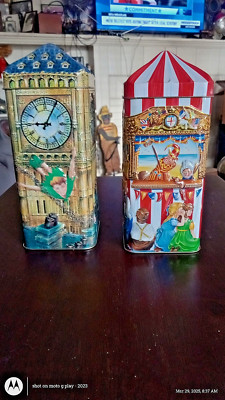 Two Beautiful Tin Banks Peter Pan & Punch & Judy Churchill's UK
