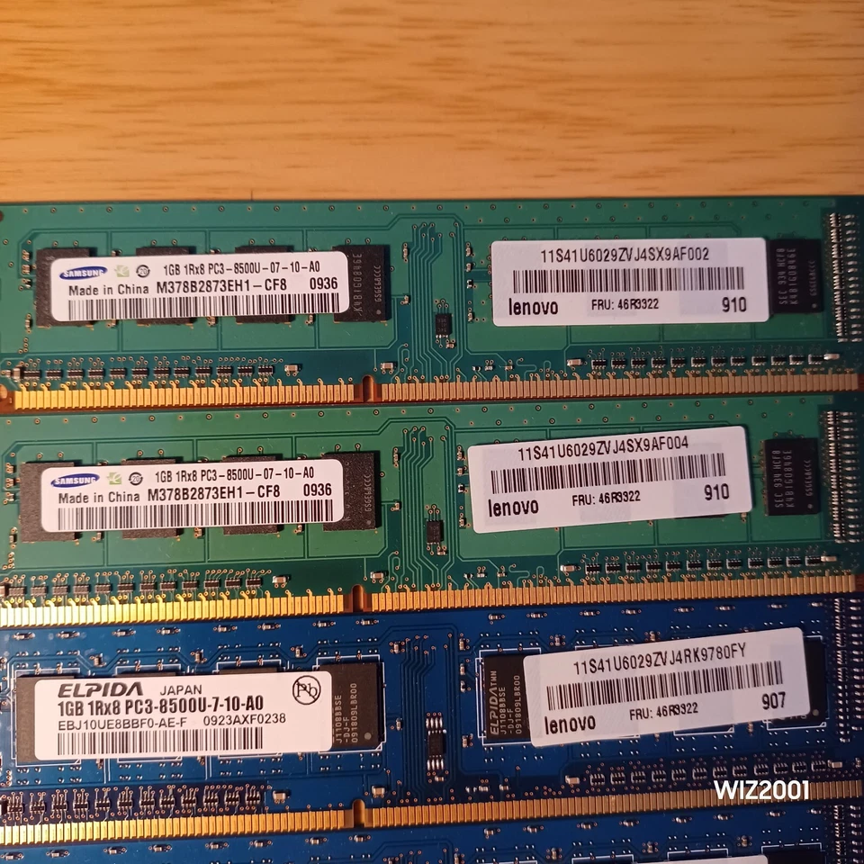 Lot 6x DDR2 1GB Desktop Memory RAM Non ECC Samsung Elpida Lenovo Mixed Speed - Image 3 of 4