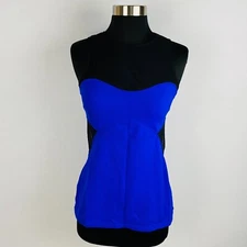 Michi Womens Medium M Nylon Blend Sleeveless Colorblock Blue Black Top