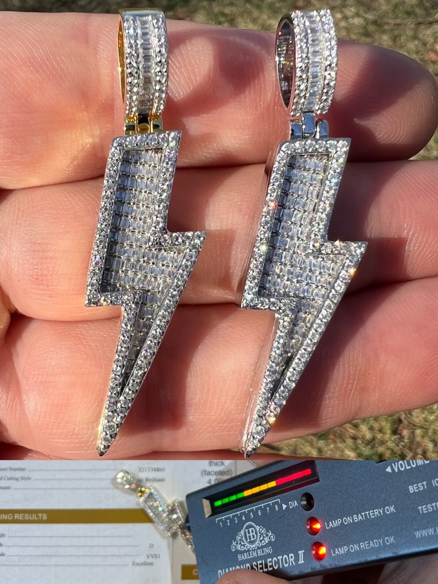 Harlembling 925 Sterling Silver Moissanite Pendant Necklace - Iced Out Libra Scale For Men - Hip Hop Bling Passes Tester