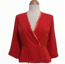 CAbi Grenadine Color 216 Jane Jacket Crossover Wrap Peplum Blazer Size 4 NWT