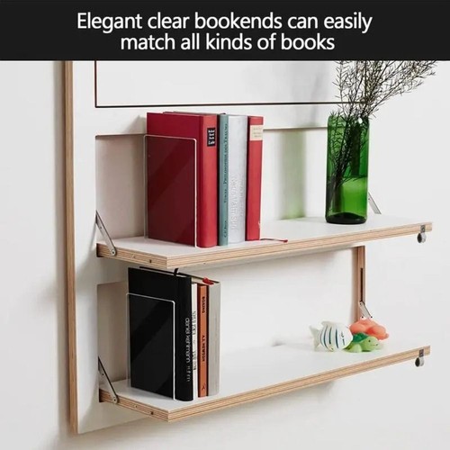 4pcs Clear Acrylic Bookends / Bookends Organizer Stand /Office/ School/ Book End - Picture 4 of 9