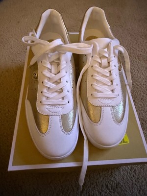 Women's Michael Kors Sneakers, Size 8.5, Gold/White