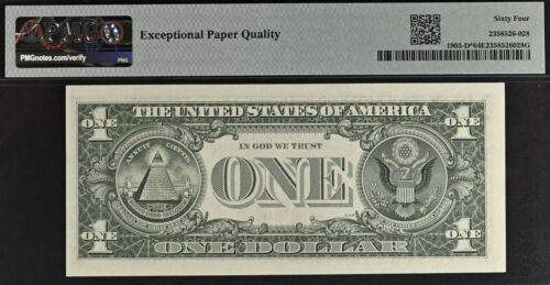 1969 $1 Federal Reserve Note - PMG 64EPQ - 5 Consecutive - Star - Fr 1903-D* - Picture 9 of 11