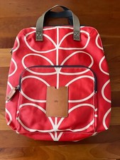 Orla Kiely Giant Linear Red Stem Tote Backpack Etc Vintage Coated Cotton  Nice!
