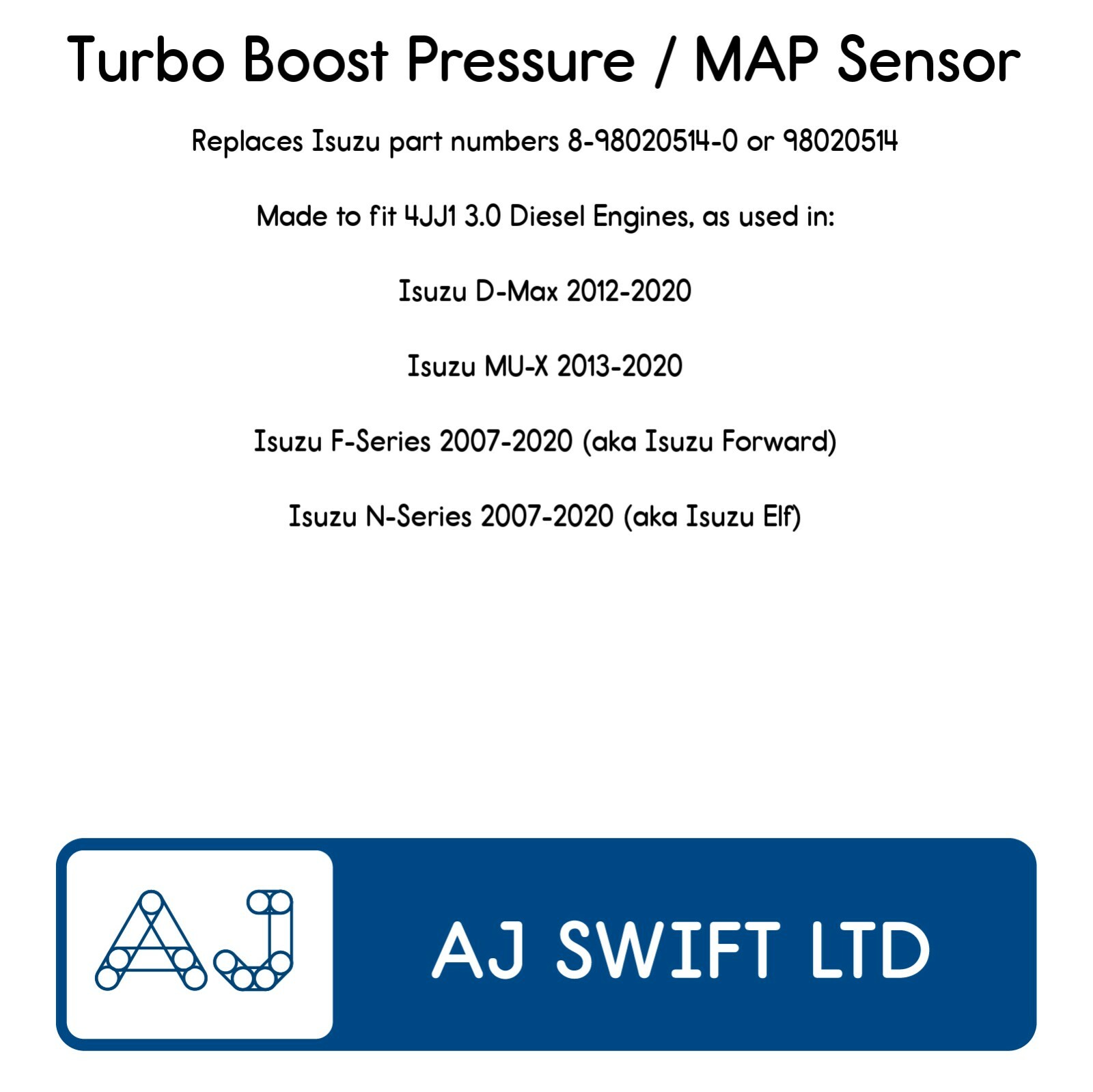 Air Intake Turbo Boost Pressure MAP Sensor for 3.0 Isuzu DMax & MUX